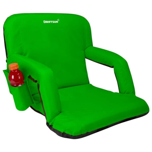Driftsun Universal Regular 20 Inch Width Folding Stadium Reclining Bleacher Seat Chair with Back Support for Sporting Events, Green