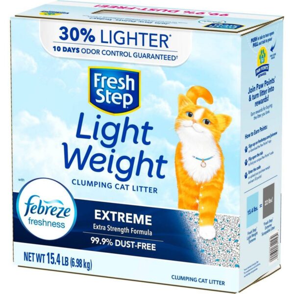Fresh Step Lightweight Extreme Scented Litter with the Power of Febreze Clumping Cat Litter- 15.4lb