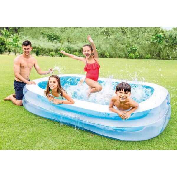 Intex 8.5ft x 5.75ft x 22in 198 Gallon Inflatable Family Swimming Pool, Blue