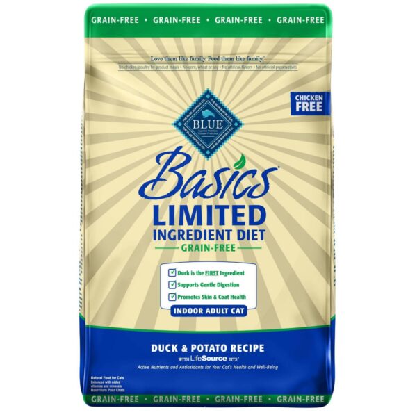 Blue Buffalo Basics Limited Ingredient Diet Indoor with Duck & Potato Adult Premium Dry Cat Food - 11lbs