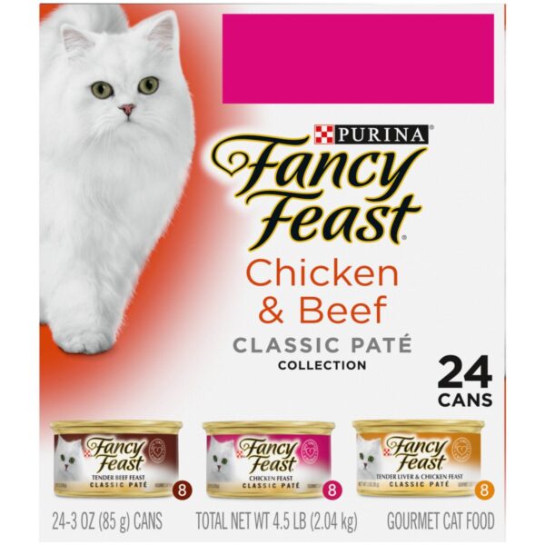 Purina Fancy Feast Classic Paté Gourmet Wet Cat Food Chicken & Beef - 3oz/24ct Variety Pack