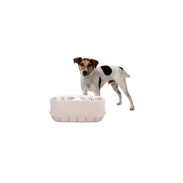 Pet Zone Store-N-Feed Pet Feeder Cat/Dog Bowl -  White - 15lbs