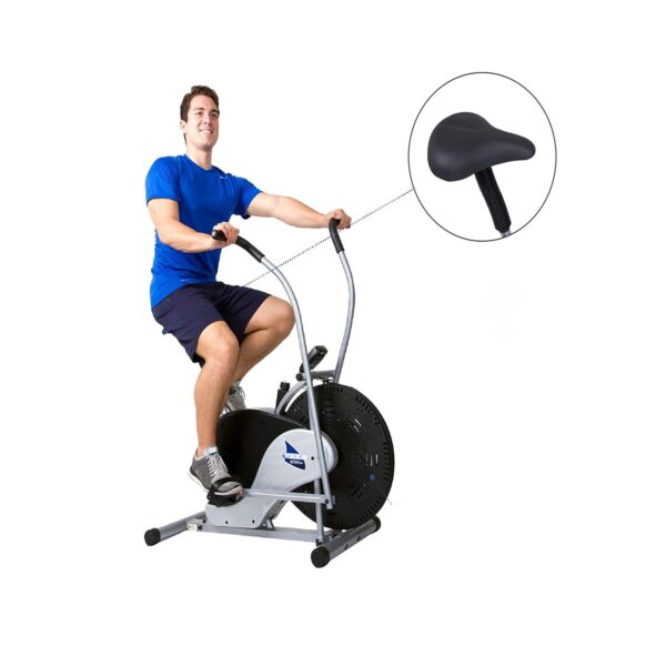 Body Flex Sports Body Rider BRF700 Stationary Full Body Cardio Exercise Upright Fan Bike with Dual Action Handlebars and Adjustable Seat