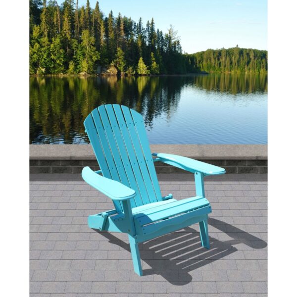 Northbeam Outdoor Lawn Garden Portable Foldable Wooden Adirondack Accent Chair, Deck, Porch, Pool and Patio Seating with 250 Pound Capacity, Teal