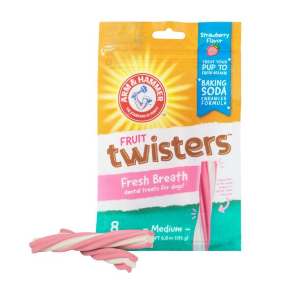 Arm & Hammer Twisters Chewy Dog Treats Strawberry Flavor Dog Treats - 8ct