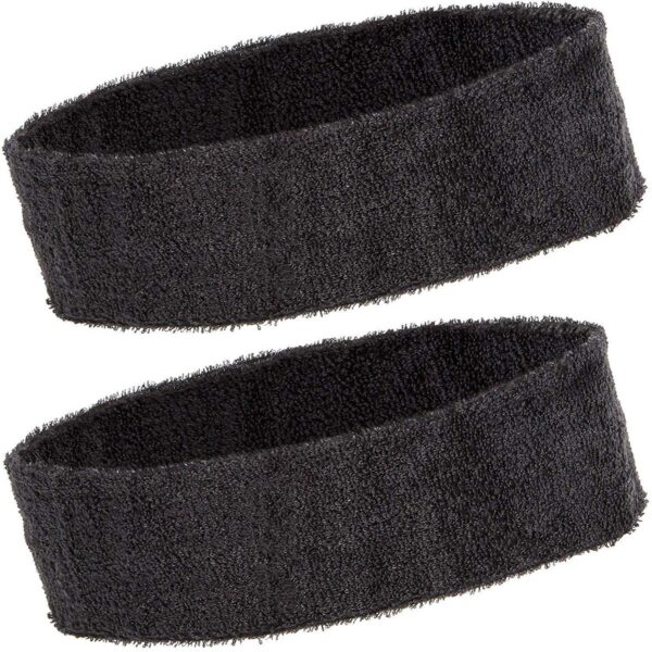 Bright Creations 24 Count Sweat Band Headbands for Men and Women, Black