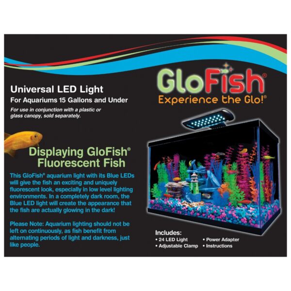 GloFish Universal LED Light, For Aquariums Up To 15 Gallons, With Color-Enhancing Blue LEDs