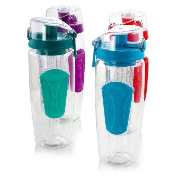 Gibson Home Rockland 4 Piece 32 Ounce Hydration Water Bottle Set in Assorted Colors