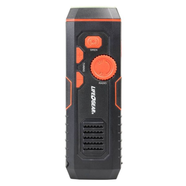 Life+Gear Stormproof Crank LED Flashlight With FM Radio/USB Port - Black/Red