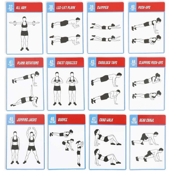 Okuna Outpost 50 Pack Bodyweight Exercise Cards for Workout Routine, Fitness Gift, 3.5 x 5 in
