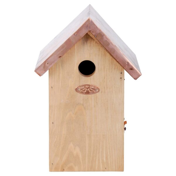 6.6" Bird House Natural Wood With Copper Roof - Beige - Esschert Design