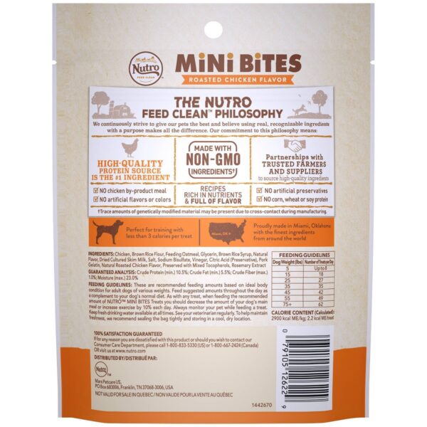 Nutro Feed Clean Mini Bites Roasted Chicken Dog Treats - 8oz