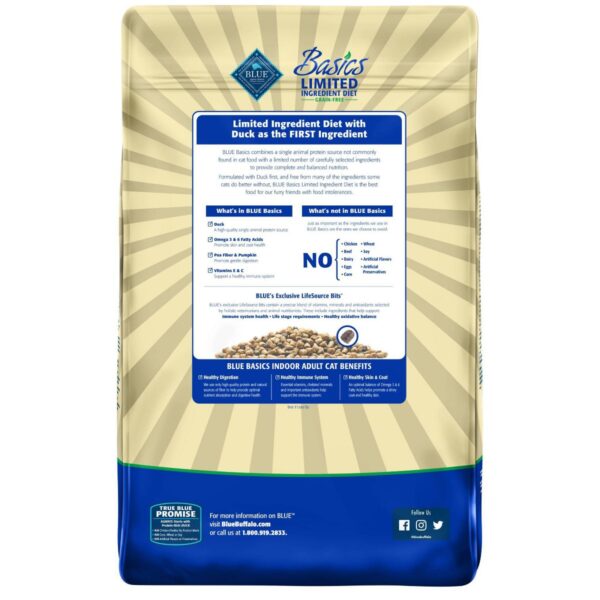 Blue Buffalo Basics Limited Ingredient Diet Indoor with Duck & Potato Adult Premium Dry Cat Food - 11lbs