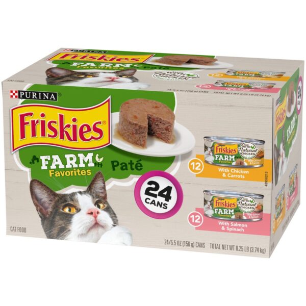 Purina Friskies Paté Wet Cat Food Farm Favorites with Chicken & Salmon - 5.5oz/24ct Variety Pack