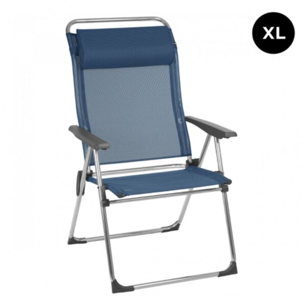 Lafuma Alu Cham XL Folding, Adjustable 5-Position Reclining Outdoor Mesh Sling Chair for Camping, Beach, Backyard, and Patio, Ocean Blue (Pair)