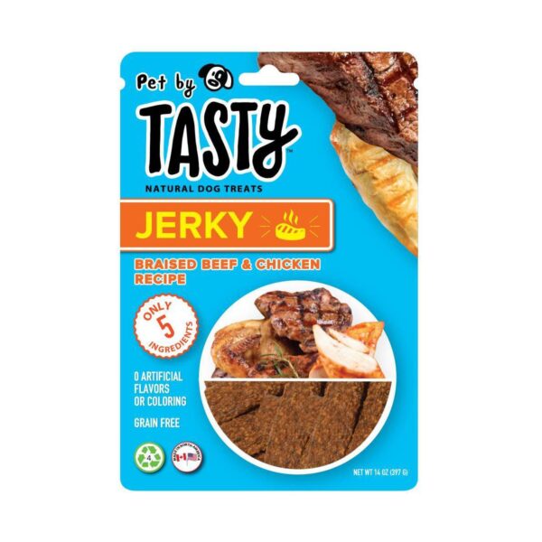 Pet by Tasty Jerky Braised Beef and Chicken Recipe Dog Treats - 14oz