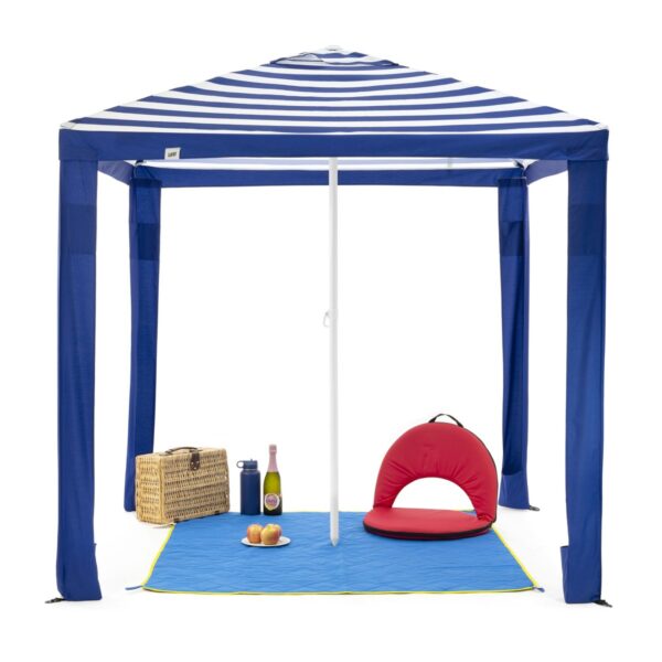 SlumberTrek 3049363VMI Maui 2-In-1 Outdoor Beach Cabana Gazebo Umbrella Shelter with Carrying Case, Blue