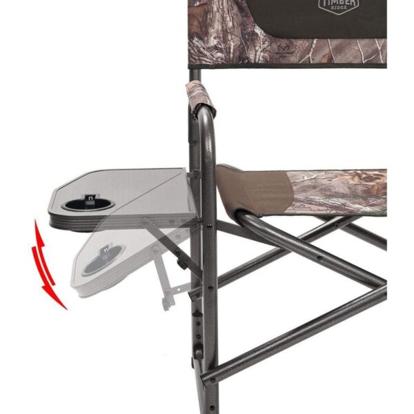Timber Ridge Indoor Outdoor Portable Lightweight Aluminum Frame Folding Camping Directors Chair with Side Tables, Camo (2 Pack)