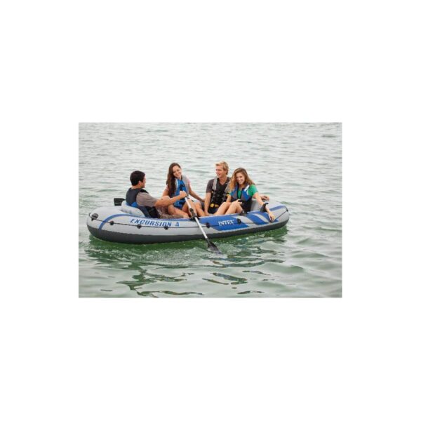Intex Excursion 4 Person Inflatable Rafting and Fishing Boat Set with 2 Oars