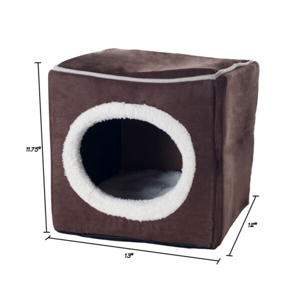 Pet Pal Cozy Cave Enclosed Cube Pet Bed - Dark Coffee