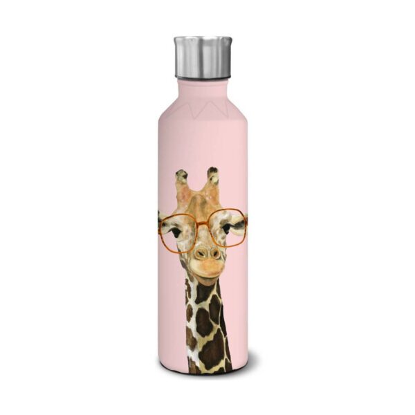 OCS Designs 17oz Stainless Steel Bottle Nerdy Giraffe Pink