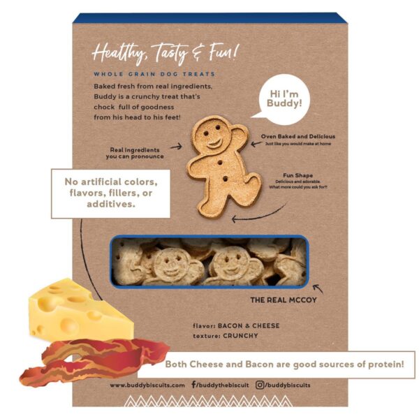 Buddy Biscuits Oven Baked Treats with Bacon and Cheese Dry Dog Treats - 16oz