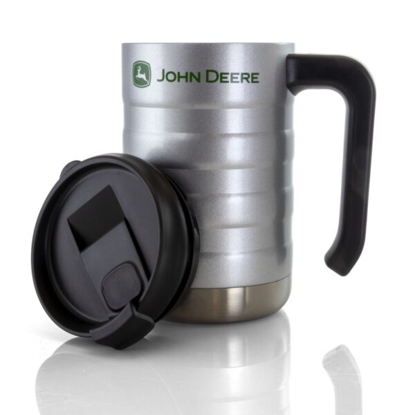John Deere 17 Ounce Stainless Steel Thermal Travel Mug in Silver