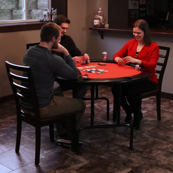 6-Player Round Folding Poker Table - Sunnydaze Decor