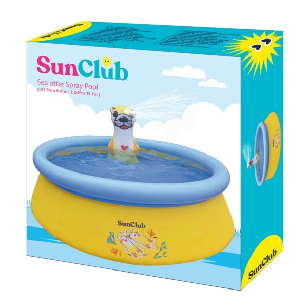 JLeisure Sun Club 12011 5 Foot x 16.5 Inch 1 to 2 Person Capacity Sea Otter Spray 3D Above Ground Kid Inflatable Outdoor Swimming Pool