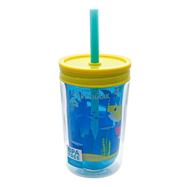 Pinkfong Baby Shark 12.5oz Plastic Tumbler with Lid and Straw
