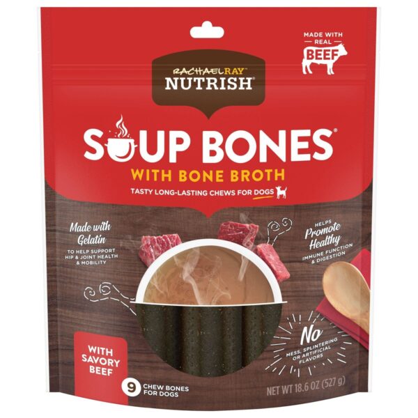 Rachael Ray Soup Bones with Bone Broth Savory Beef Dental Dog Treats - 9ct/18.5oz