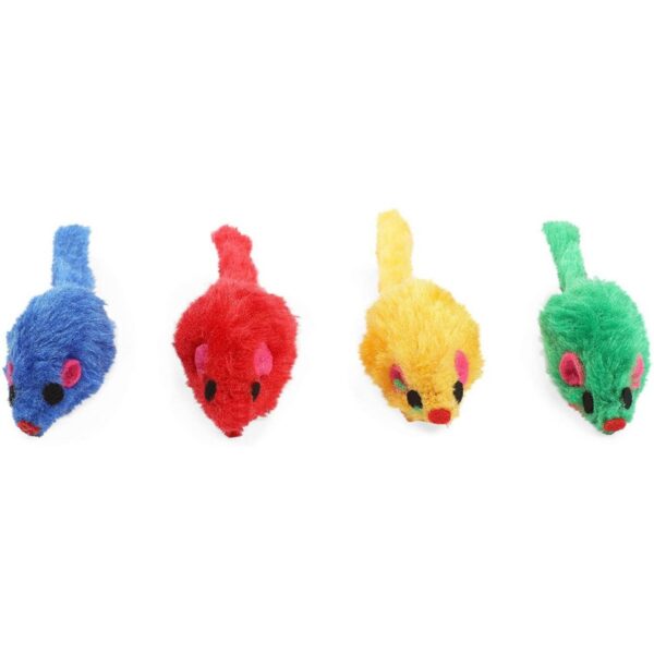 Okuna Outpost 60 Pack Mice Toys for Cat, Colorful Mouse Rattles for Pets, 4 Colors (2 x 0.7 in)