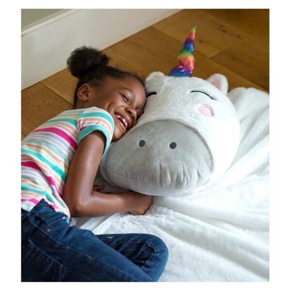 Silky Soft Fleece Unicorn Cloud Snuggle Play Mat with Attached Pillow