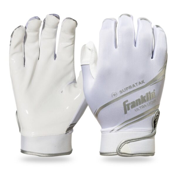 Franklin Sports Supratak Adult Medium Receiver Gloves - White