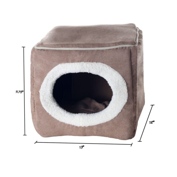 Pet Pal Cozy Cave Enclosed Cube Pet Bed - Light Coffee