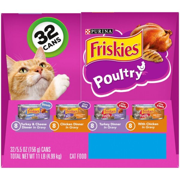 Purina Friskies Shreds, Meaty Bits & Prime Filets Poultry Wet Cat Food - 5.5oz/32ct Variety Pack