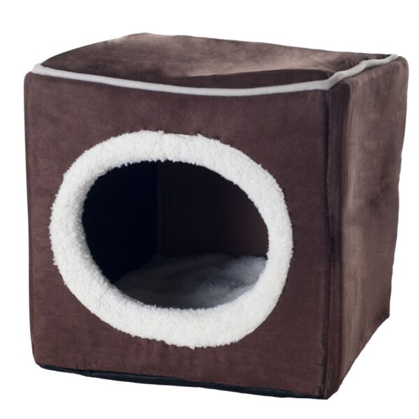 Pet Pal Cozy Cave Enclosed Cube Pet Bed - Dark Coffee