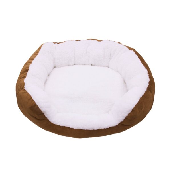 Pet Genius Heated Oval Pet Bed - White and Brown