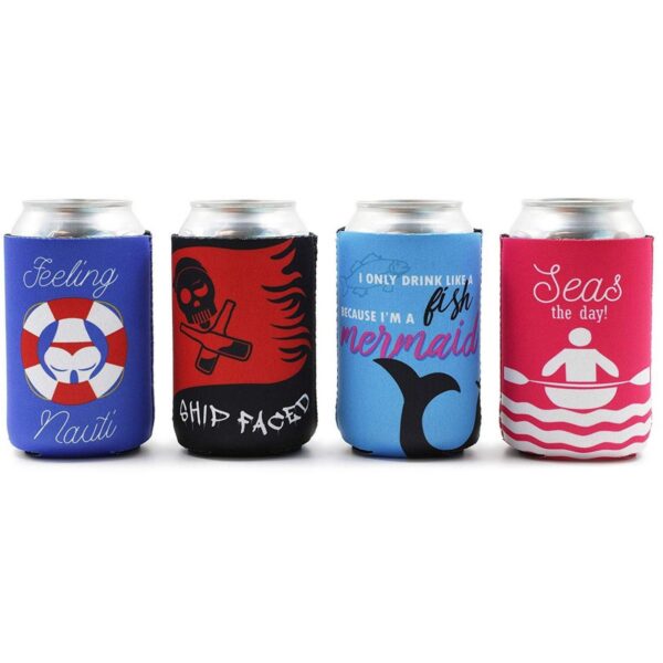 Blue Panda 12-Pack Nautical Beach Theme Can Cooler Sleeves, 12 oz Insulated Beer Koozies Holder, 12 Assorted Designs Quickly Identify Your Can