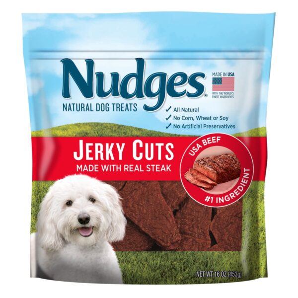 Nudges Beef Steak Jerky Cuts Natural Dog Treats - 16oz