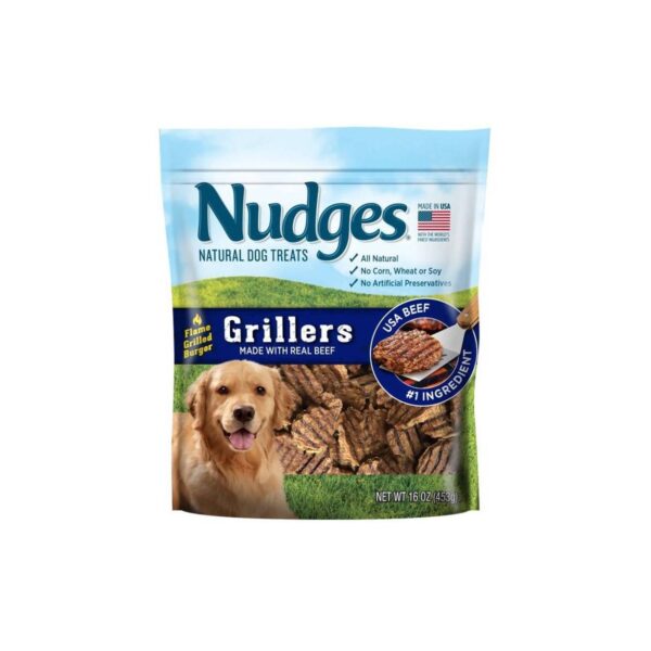 Nudges Grillers Beef Burger Dog Treats - 16oz