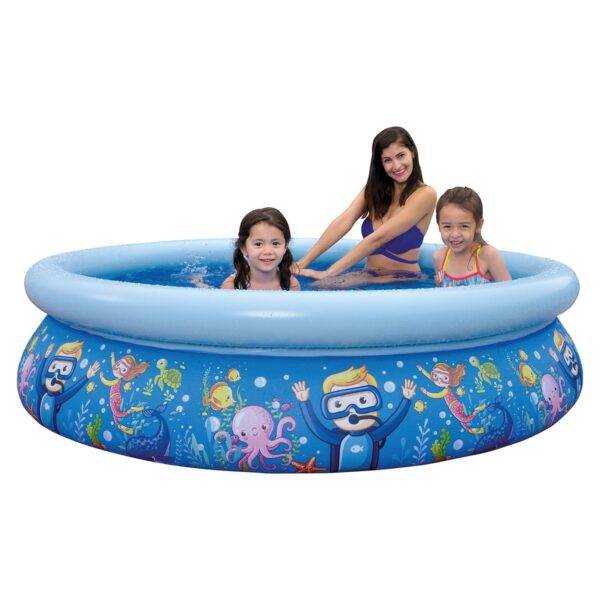 JLeisure Sun Club 17788 6.75 Foot x 18.5 Inch 2 to 3 Person Capacity Sea World 3D Above Ground Kid Inflatable Outdoor Backyard Pool, Blue (2 Pack)