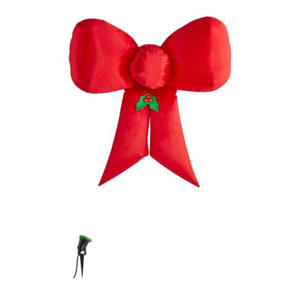 Airblown 4.49 ft. Inflatable Fuzzy Hanging Velvet Bow-Red with External Spotlight