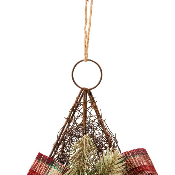 Alpine Corporation 20 in. Tall Hanging Rustic Pinecone Christmas Star Decor