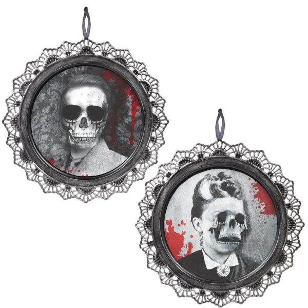 Amscan 12 in. Gray Halloween Portrait Sign (2-Pack)