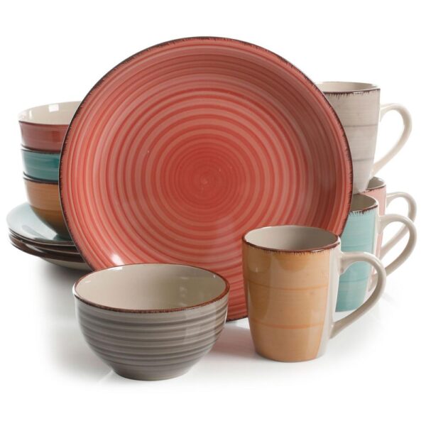 Gibson Home Color Vibes 12-Piece Casual Assorted Colors Stoneware Dinnerware Set (Service for 4)
