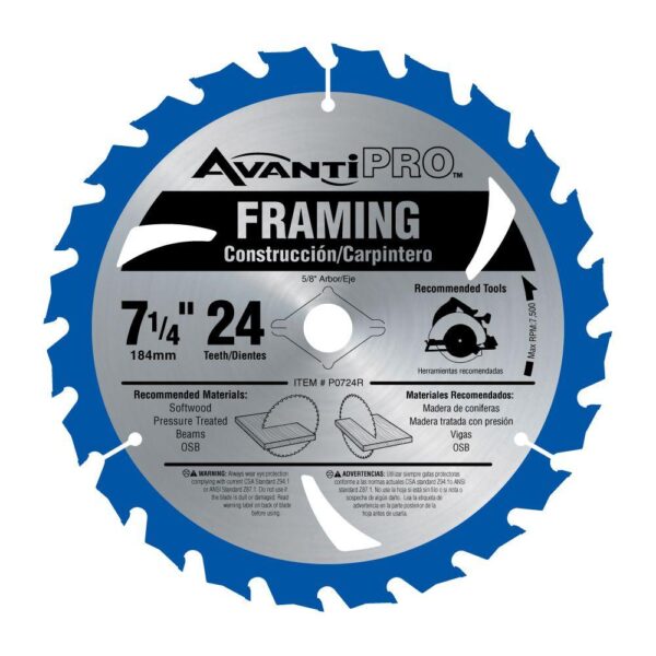 Avanti Pro 7-1/4 in. x 24-Tooth Carbide Framing Saw Blade