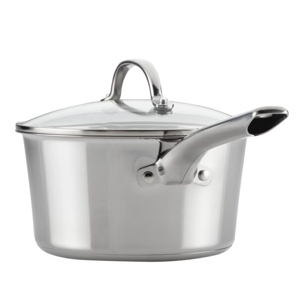 Ayesha Curry Home Collection 3 qt. Stainless Steel Sauce Pan with Glass Lid