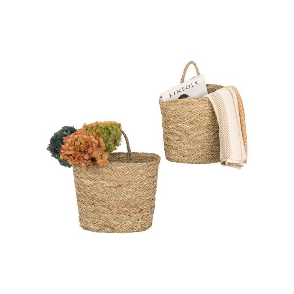 3R Studios Seagrass Handwoven Decorative Wall Baskets (Set of 2)