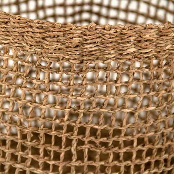 Zentique Cylindrical Sparsely Hand Woven Seagrass Large Basket with Handles